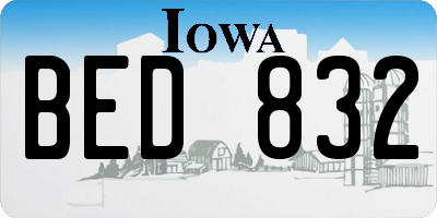 IA license plate BED832