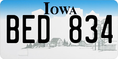 IA license plate BED834