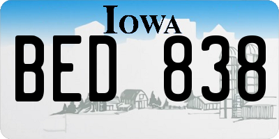 IA license plate BED838