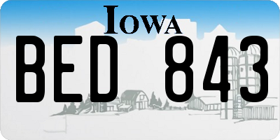 IA license plate BED843