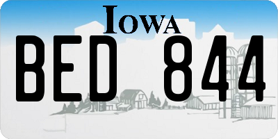IA license plate BED844