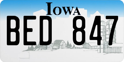 IA license plate BED847