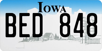 IA license plate BED848