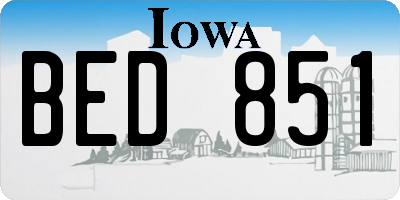 IA license plate BED851