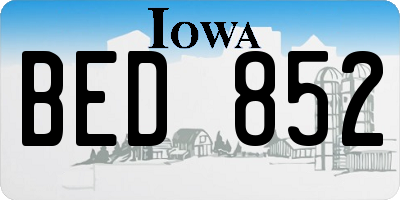 IA license plate BED852
