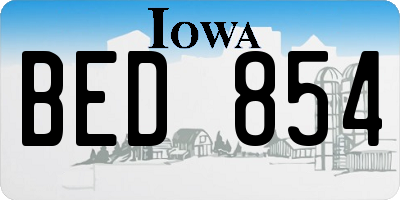 IA license plate BED854