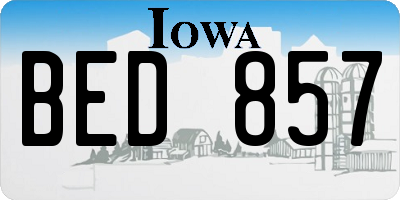 IA license plate BED857