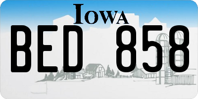 IA license plate BED858