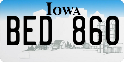 IA license plate BED860