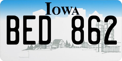IA license plate BED862