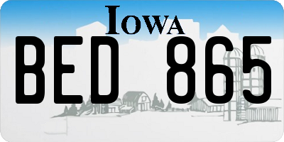 IA license plate BED865