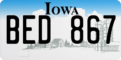 IA license plate BED867