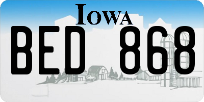 IA license plate BED868