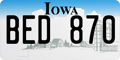 IA license plate BED870