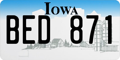 IA license plate BED871