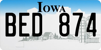 IA license plate BED874