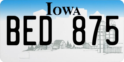 IA license plate BED875
