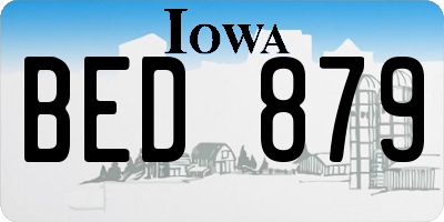 IA license plate BED879
