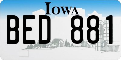 IA license plate BED881