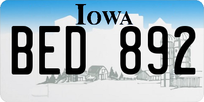 IA license plate BED892