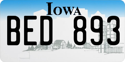 IA license plate BED893