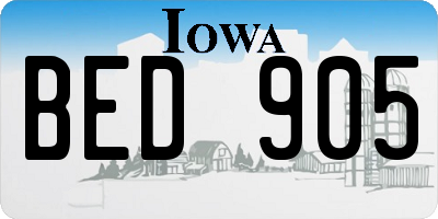 IA license plate BED905