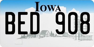 IA license plate BED908