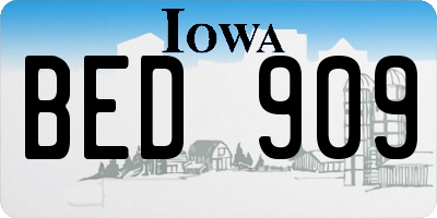 IA license plate BED909