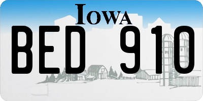 IA license plate BED910