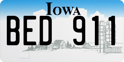 IA license plate BED911