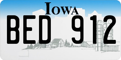 IA license plate BED912