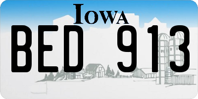IA license plate BED913