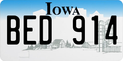 IA license plate BED914