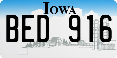IA license plate BED916