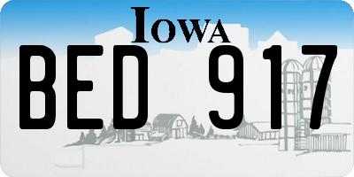 IA license plate BED917