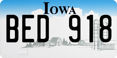 IA license plate BED918