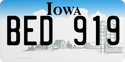 IA license plate BED919