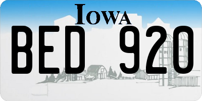 IA license plate BED920