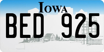 IA license plate BED925