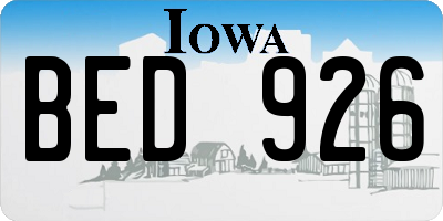 IA license plate BED926