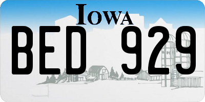 IA license plate BED929
