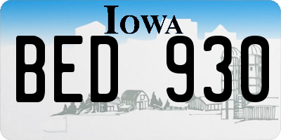 IA license plate BED930