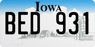 IA license plate BED931