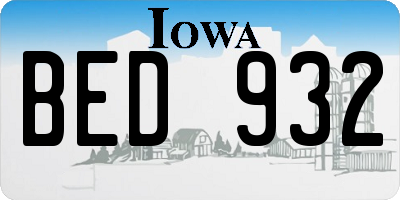 IA license plate BED932