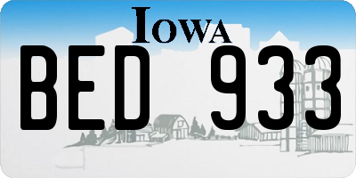 IA license plate BED933