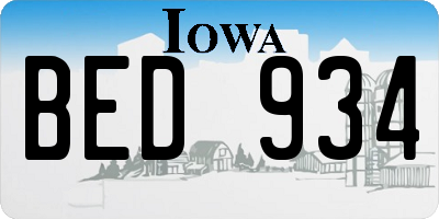 IA license plate BED934