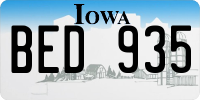 IA license plate BED935