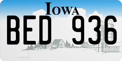 IA license plate BED936