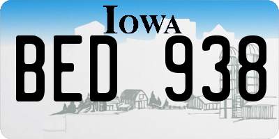 IA license plate BED938