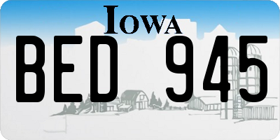 IA license plate BED945